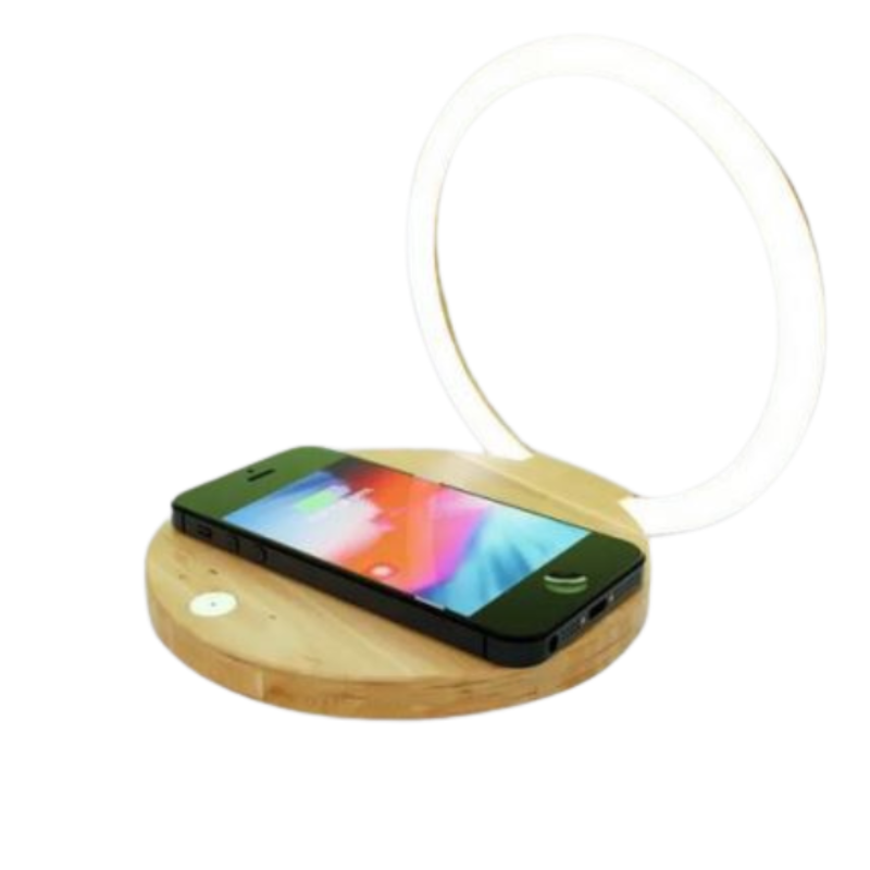 Wooden Wireless Charger with Lamp