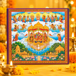 Large festive artwork box with traditional deity design