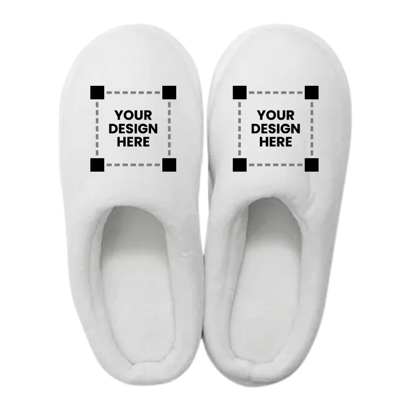 Customized Kids Fuzzy Close Toe Full White Slippers