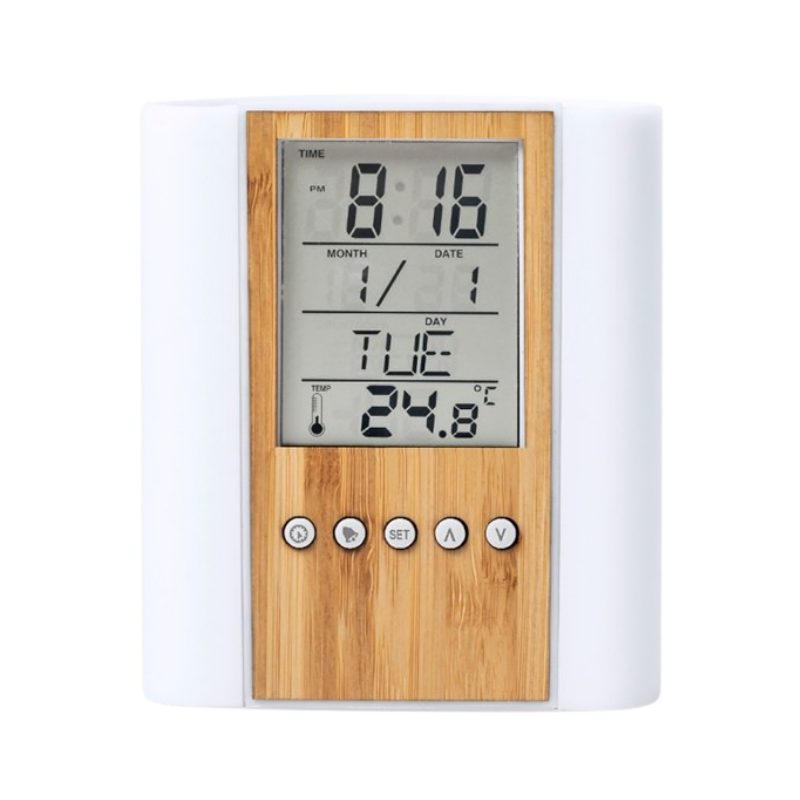 Bamboo wood led digital clock