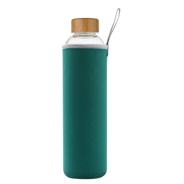 Borosilicate Glass Bottle With Silicon Cover & Bamboo Lid