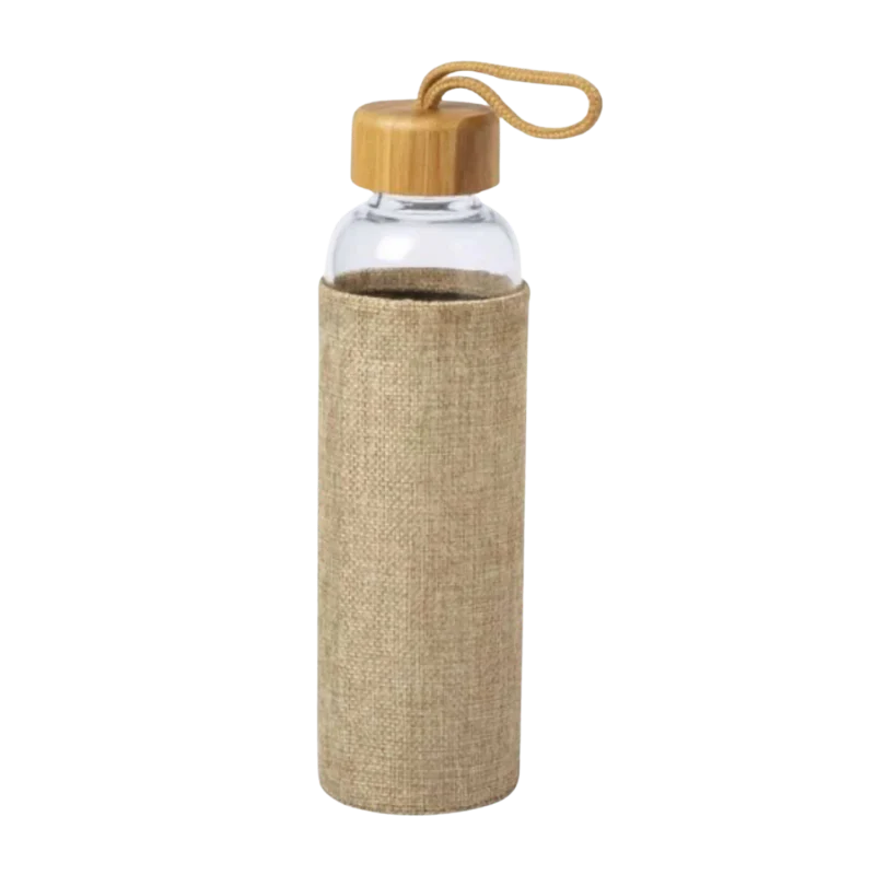 Borosilicate Glass Bottle With Jute Cover & Bamboo Lid