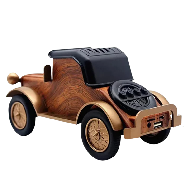 Bamboo Led Digital Classic Vintage Car Speaker