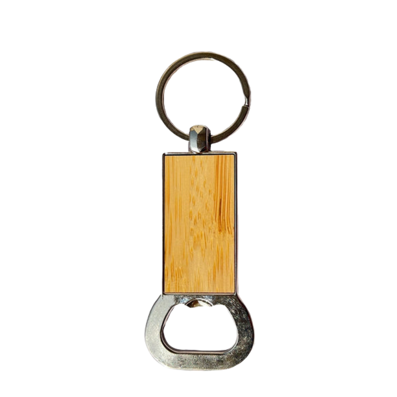 Bamboo keychain with opener