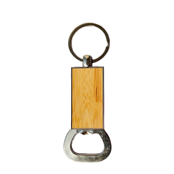 Bamboo keychain with opener