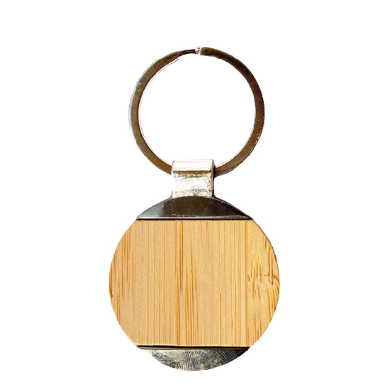 Round Bamboo Keychain