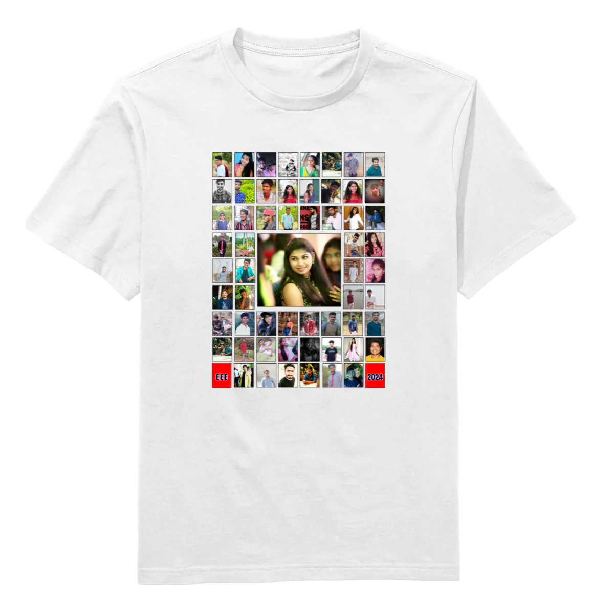 Rectangular Square Model Round Neck T-Shirt