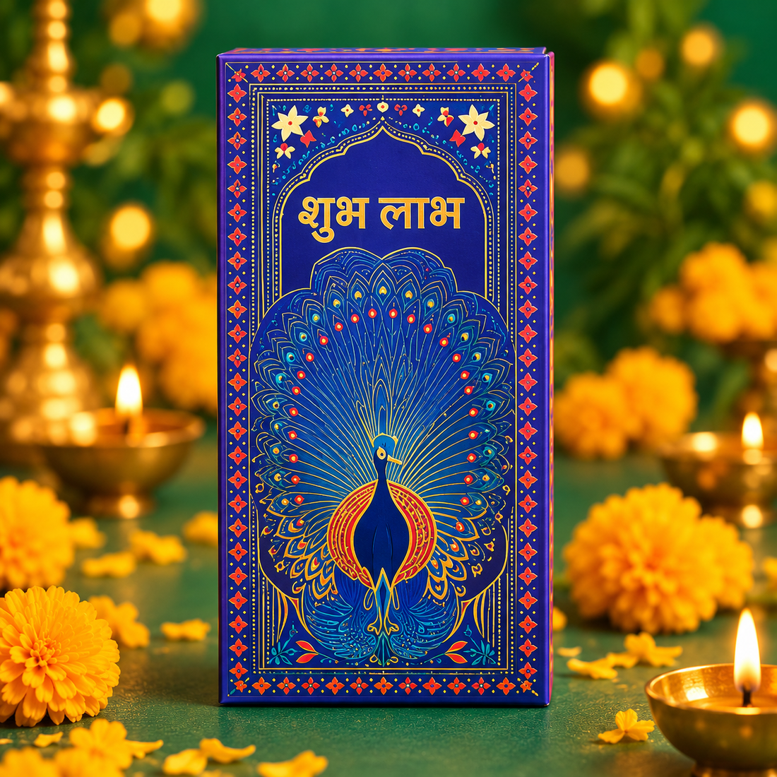 Shubh Labh decorative peacock gift box