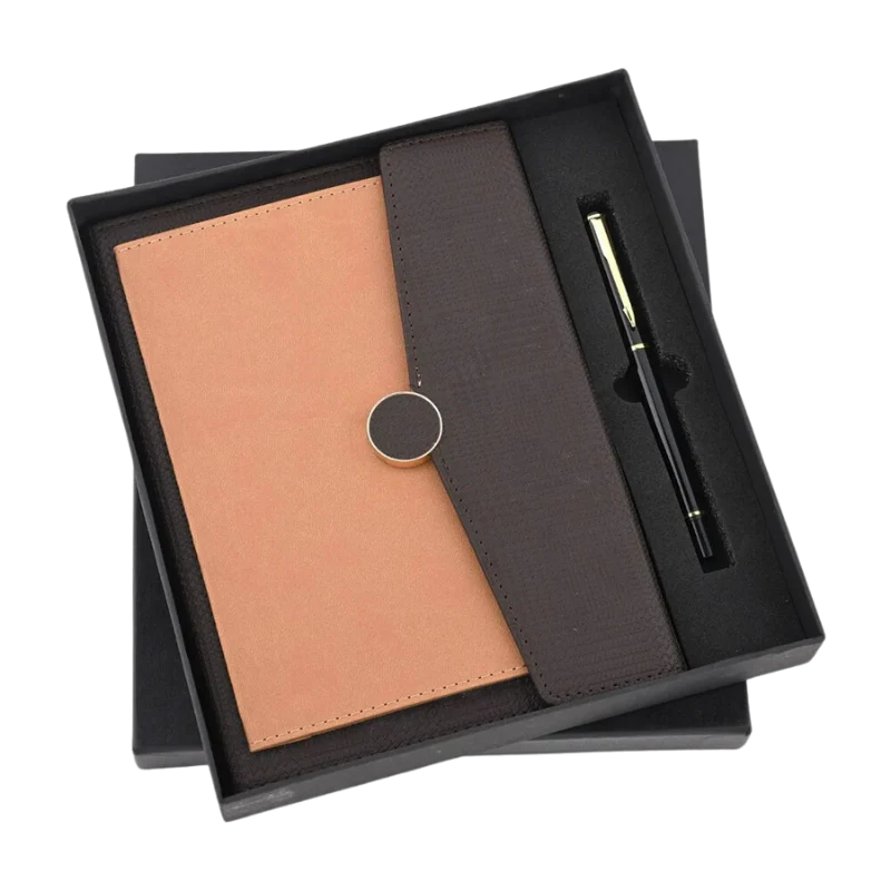 Envoloped Diary And Pen Set (Brown)
