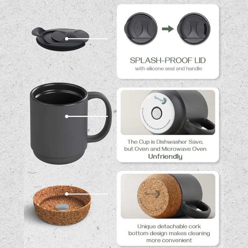 Classic Black Mug With Wooden Bottom