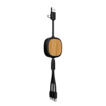 Retractable 4 in 1 Bamboo charging cable