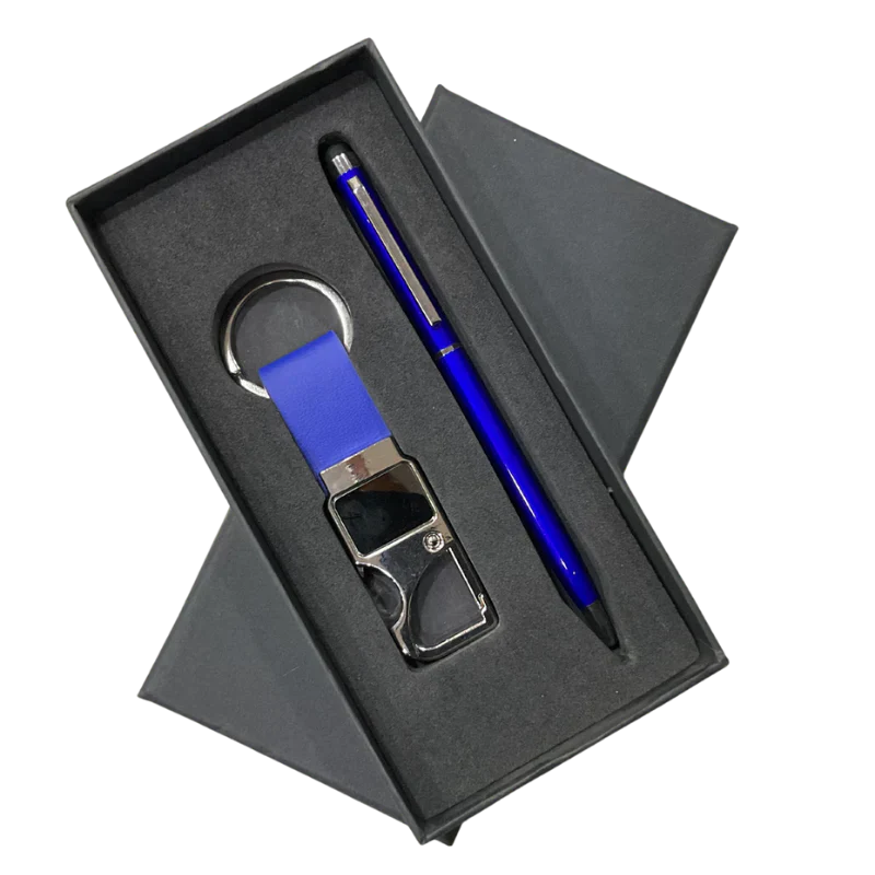 Metal keychain And Ball Pen kit - Blue