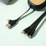 Retractable 4 in 1 Bamboo charging cable