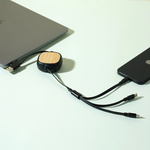 Retractable 4 in 1 Bamboo charging cable