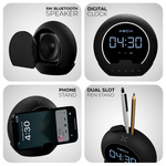 Mini party speaker with phone holder and alarm