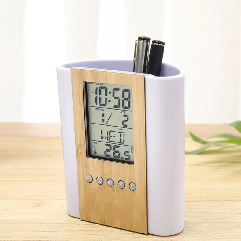 Bamboo wood led digital clock