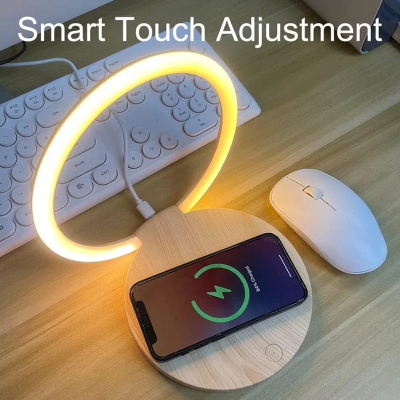 Wooden Wireless Charger with Lamp