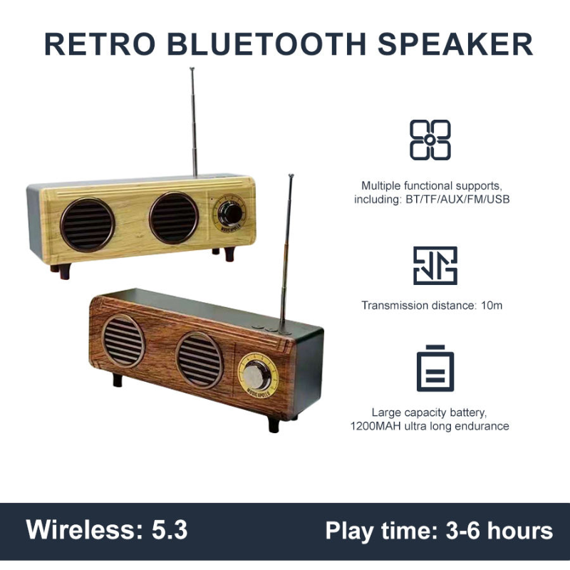 Wooden Bluetooth Speaker with FM Radio