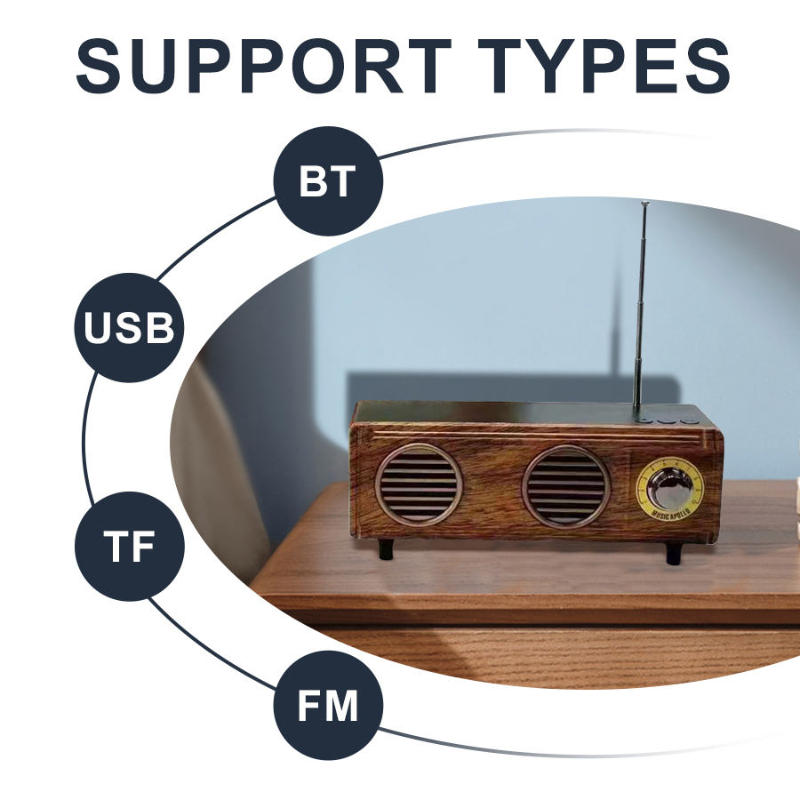 Wooden Bluetooth Speaker with FM Radio
