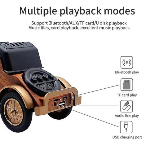 Bamboo Led Digital Classic Vintage Car Speaker