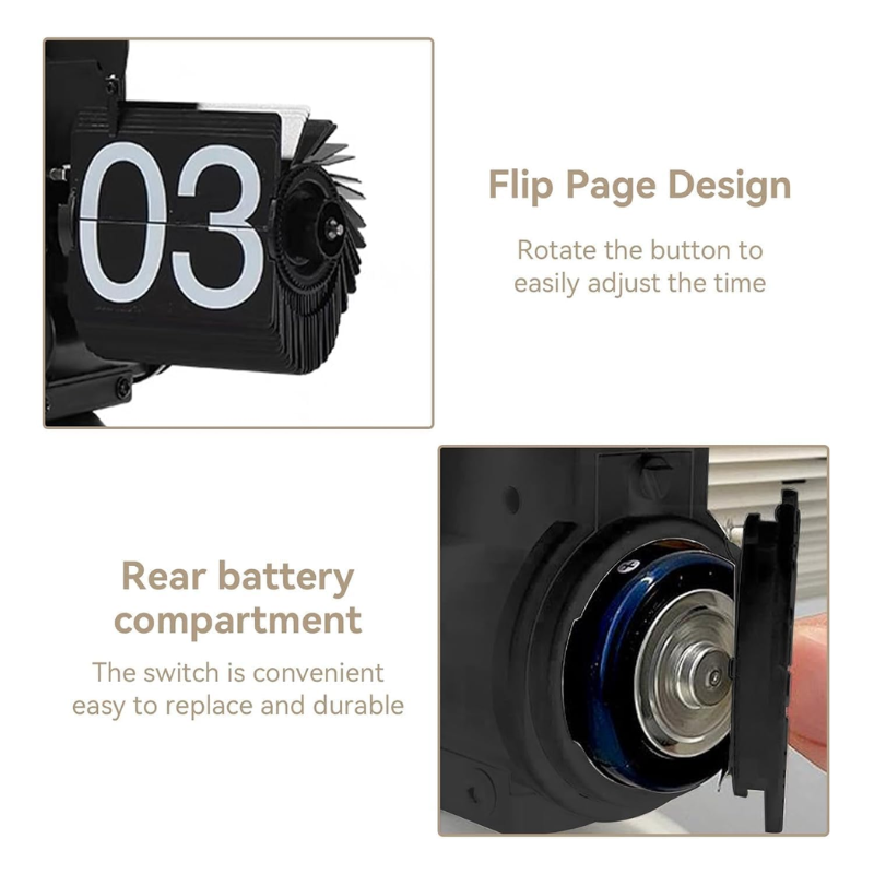 Black retro flip clock
