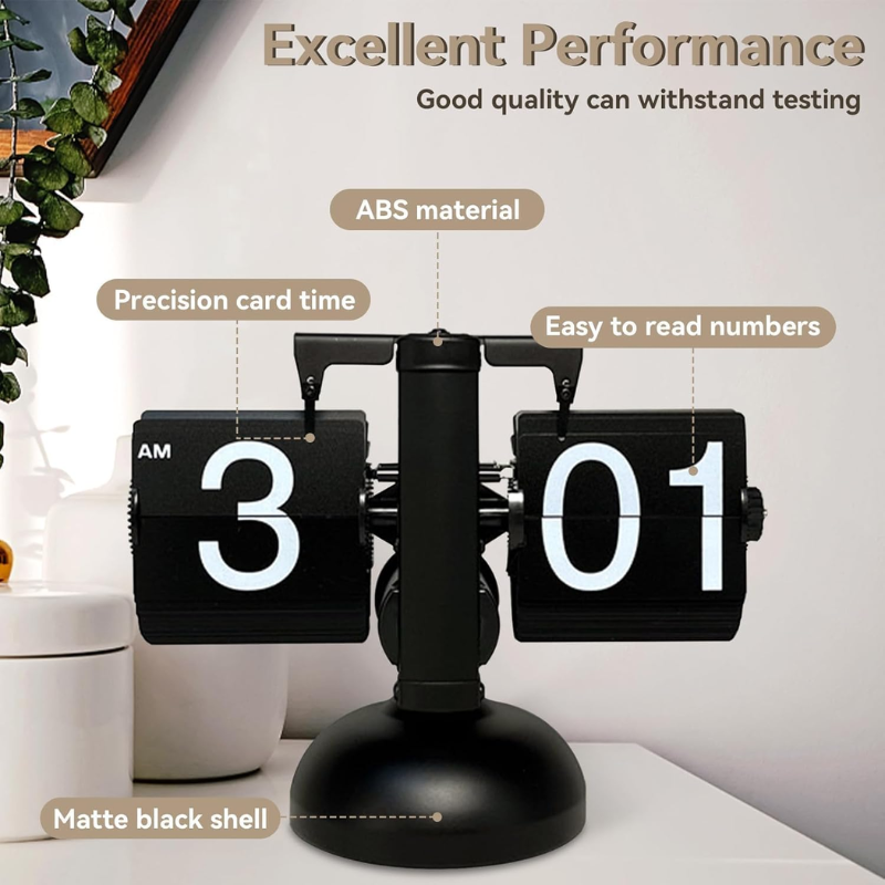 Black retro flip clock