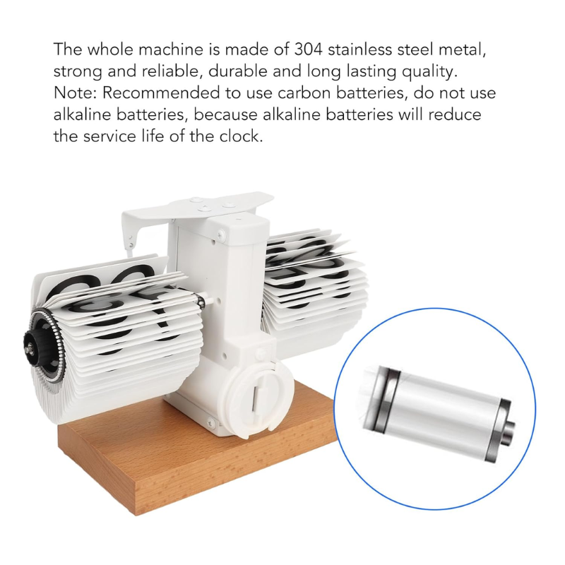 Mechanical flip  clock with bamboo wood