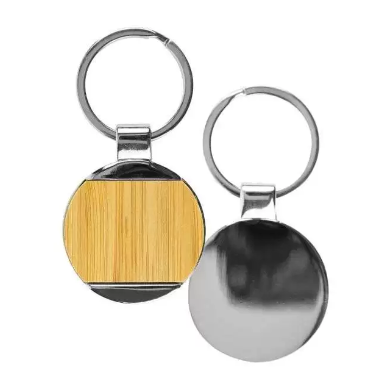 Round Bamboo Keychain