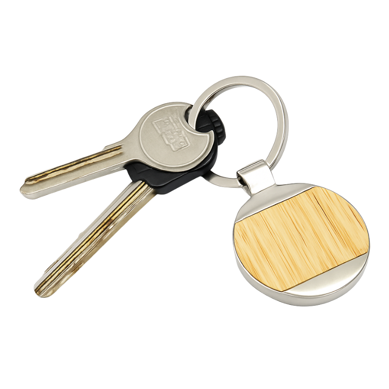 Round Bamboo Keychain