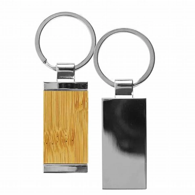 Bamboo rectangle keychain