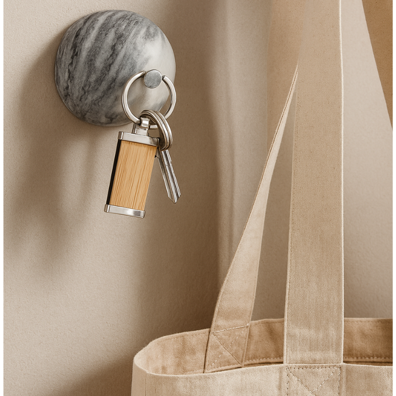 Bamboo rectangle keychain