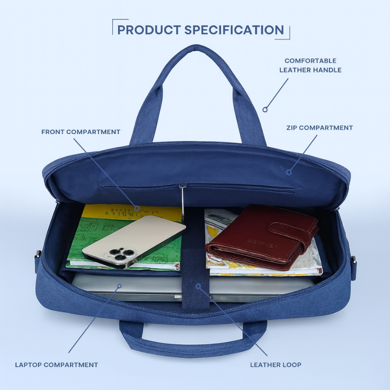 Kenneth Coal Pyramid Laptop Bag (Blue)
