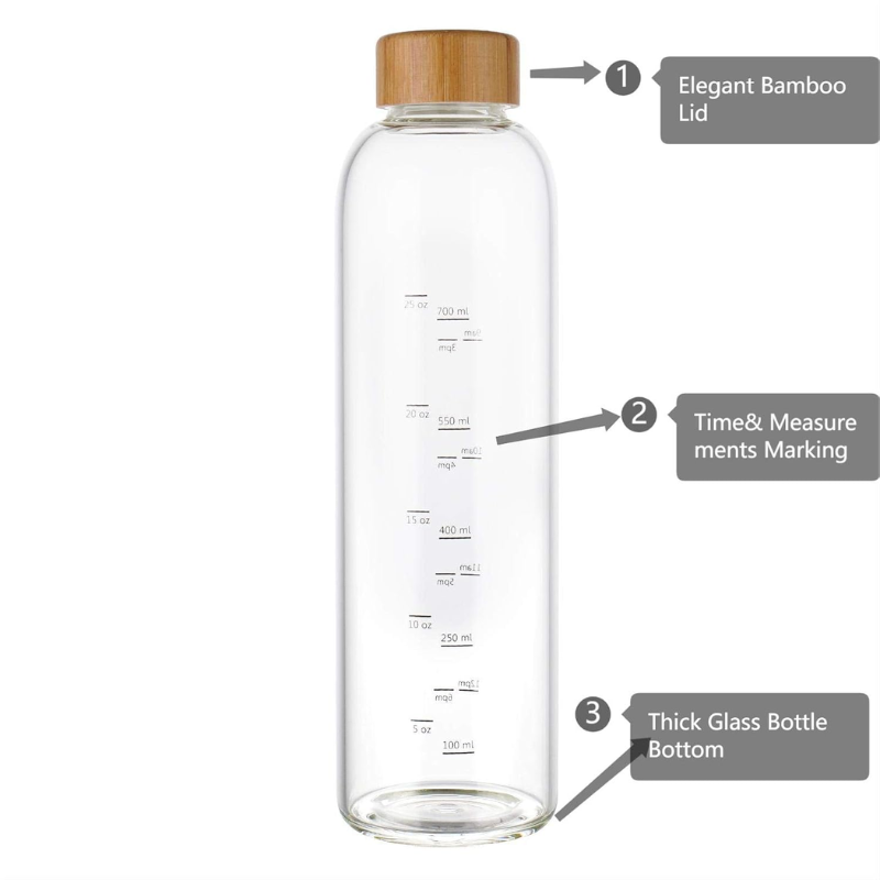 Borosilicate Glass Bottle With Silicon Cover & Bamboo Lid