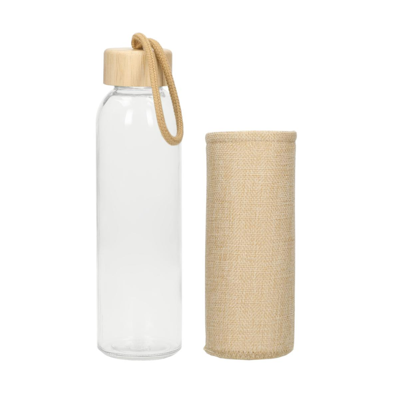 Borosilicate Glass Bottle With Jute Cover & Bamboo Lid