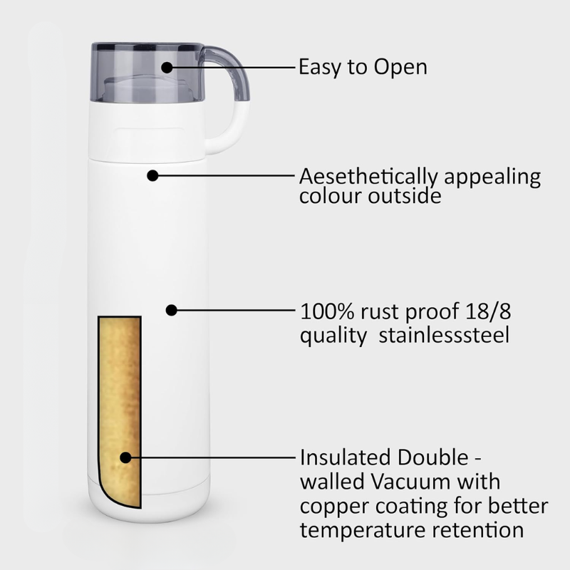 Eco Friendly Vacuum Insulated Flask (White)