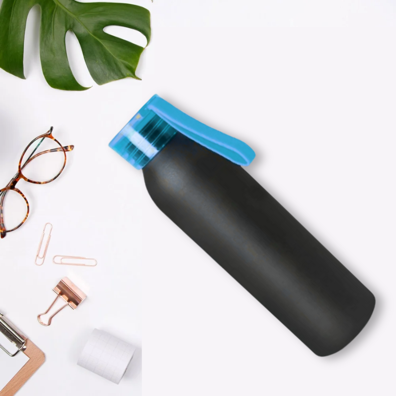 Aluminium Metal Bottle With Silicon Cap (Blue)