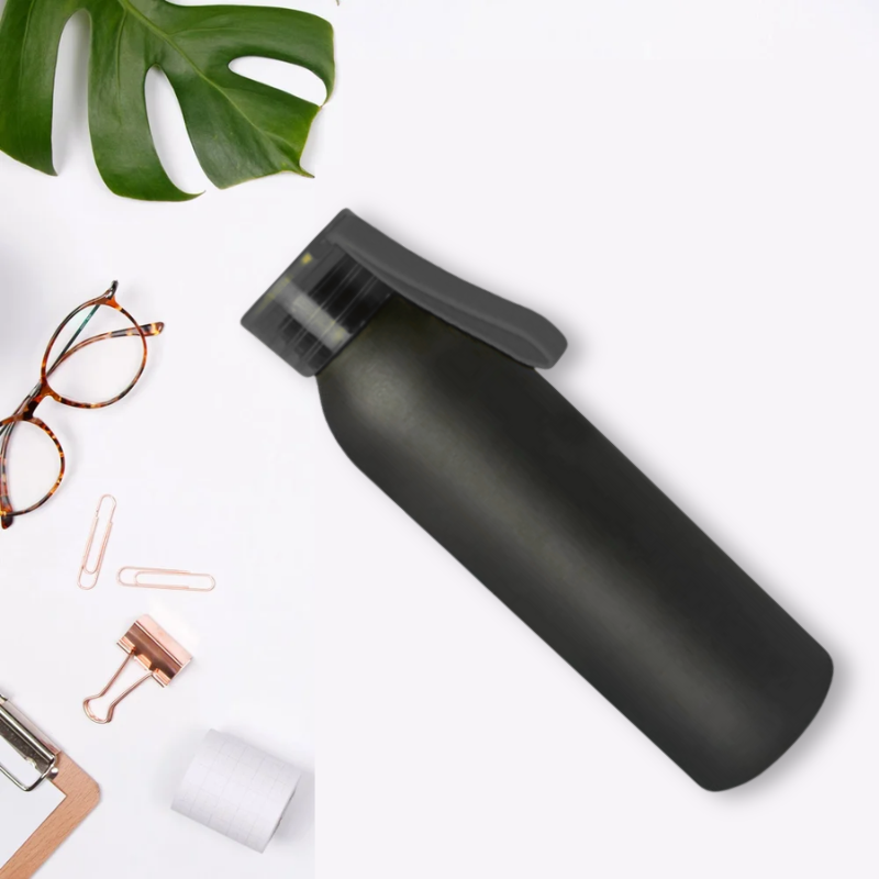 Aluminium Metal Bottle With Silicon Cap (Black)