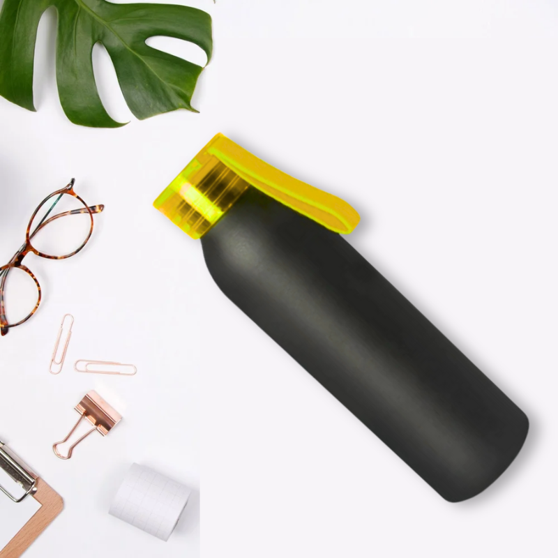 Aluminium Metal Bottle With Silicon Cap (Yellow)