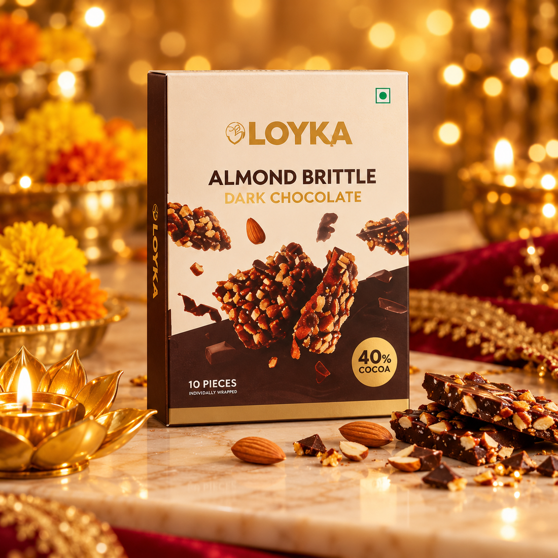 Loyka almond brittle dark chocolate, 40 percent cocoa