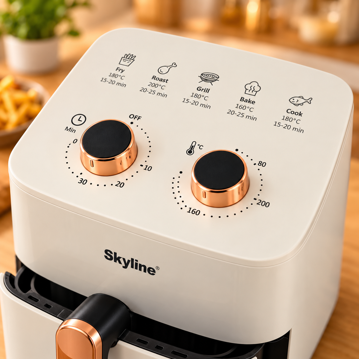 Manual Air Fryer dial controls close-up