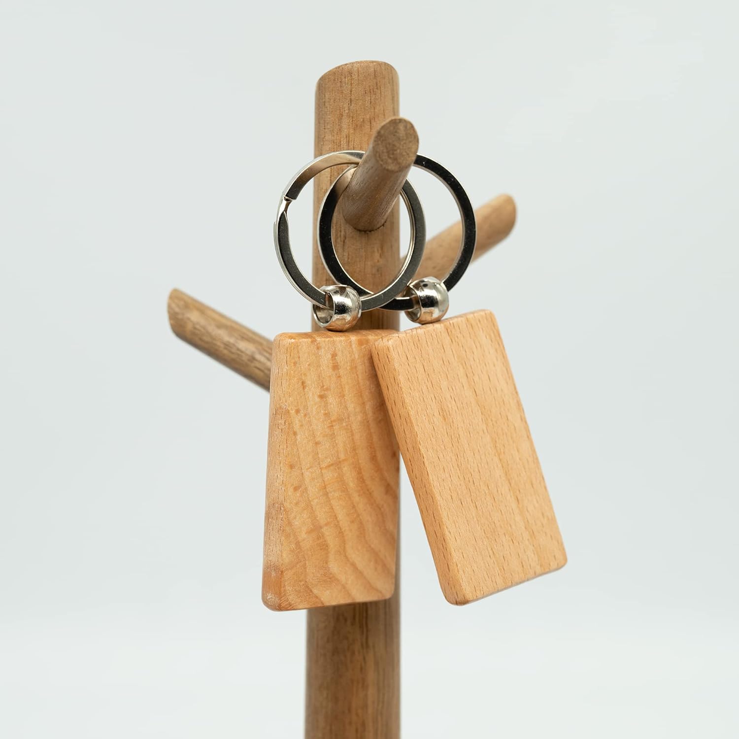 Premium Wooden Rectangular Keychain | Natural Wood Finish