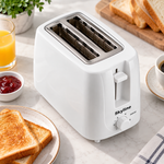 2 Slice Pop-Up Toaster with stainless steel slots, top view