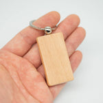 Premium Wooden Rectangular Keychain | Natural Wood Finish