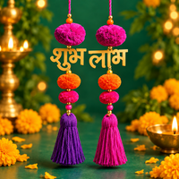 Shubh Labh pom-pom door hanging with tassels