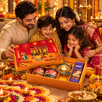 Family opening the Utsav Glow Hamper together during Diwali