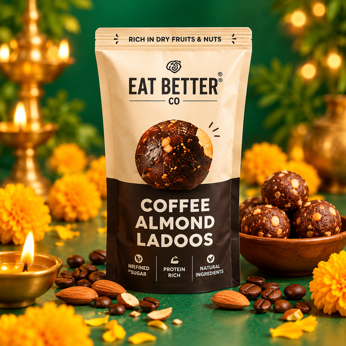 Eat Better Co coffee almond ladoos, rich in dry fruits and nuts