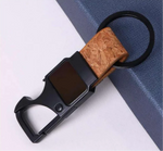 Bamboo With Stainless Steel Keychain