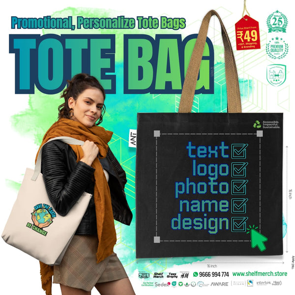 Customized Canvas Premium Black Tote Bag