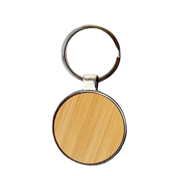Bamboo round keychain