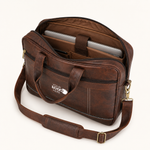 Brown Vegan Leather Laptop Messenger Bag view 3